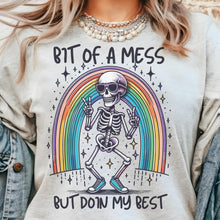 Load image into Gallery viewer, BIT OF A MESS FUNNY SHIRT  - Ash- Print is Sublimation - A-36
