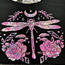 Load image into Gallery viewer, Dragonfly Black Shirt - Color Shifting Holographic Print
