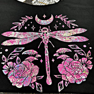 Dragonfly Black Shirt - Color Shifting Holographic Print