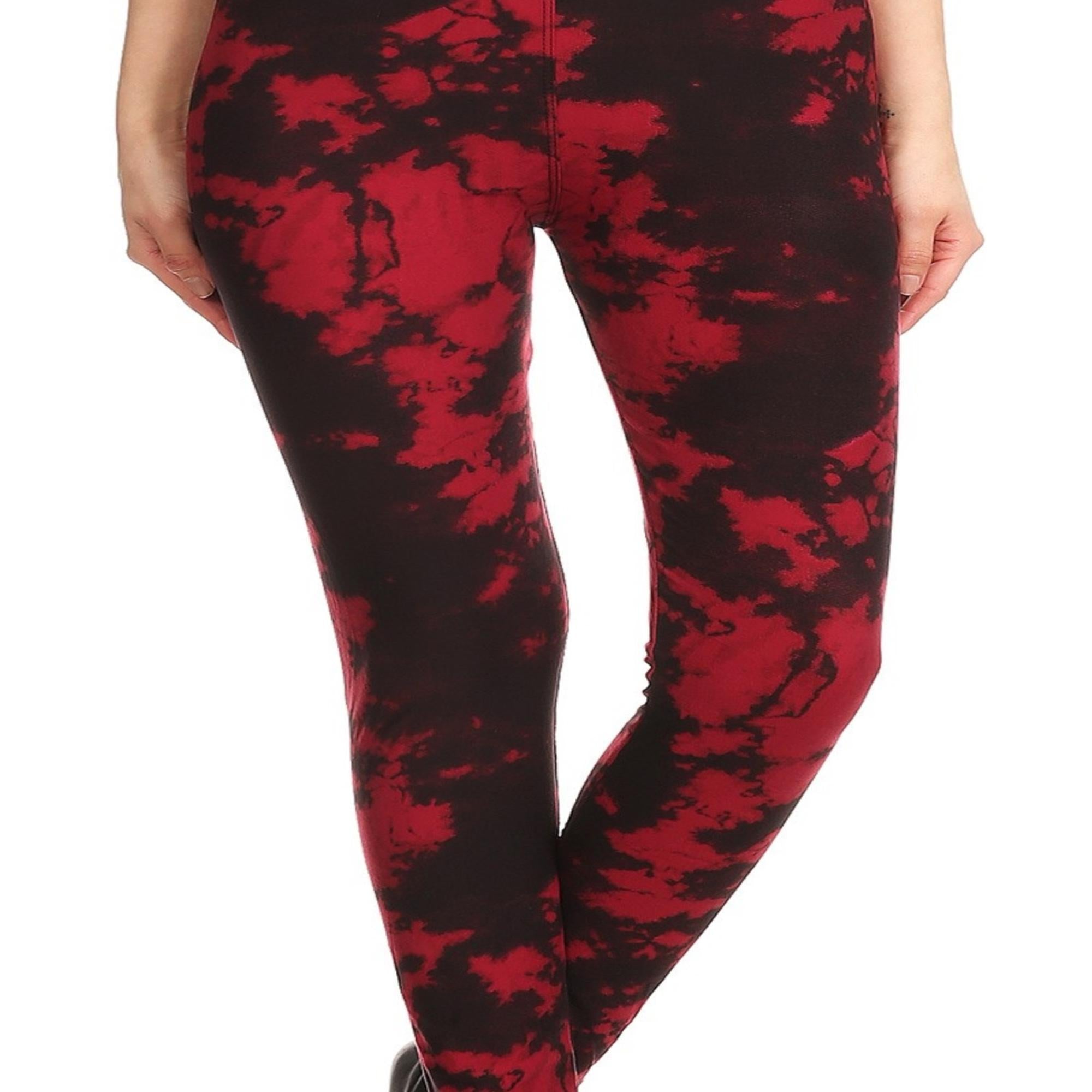 Red and Black Tie Dye Leggings