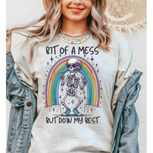 Load image into Gallery viewer, BIT OF A MESS FUNNY SHIRT  - Ash- Print is Sublimation - A-36
