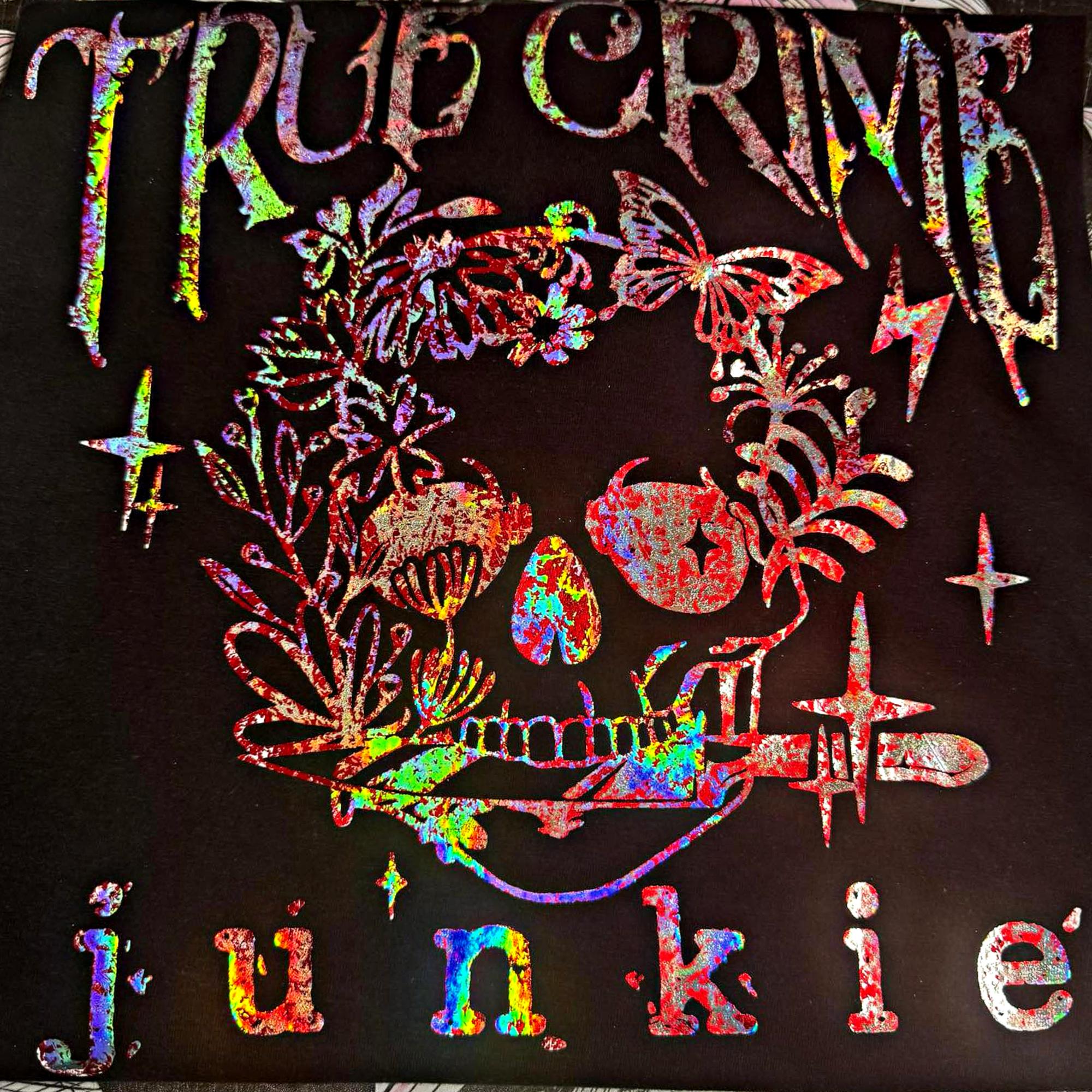 True Crime  - Color Shifting Holographic Print- MAIN COLORS ARE RED AND SILVER