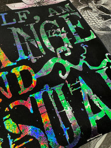 STRANGE AND UNUSUAL  - Color Shifting Holographic Print- MAIN COLORS ARE GREEN AND SILVER