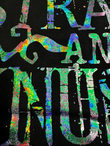 STRANGE AND UNUSUAL  - Color Shifting Holographic Print- MAIN COLORS ARE GREEN AND SILVER