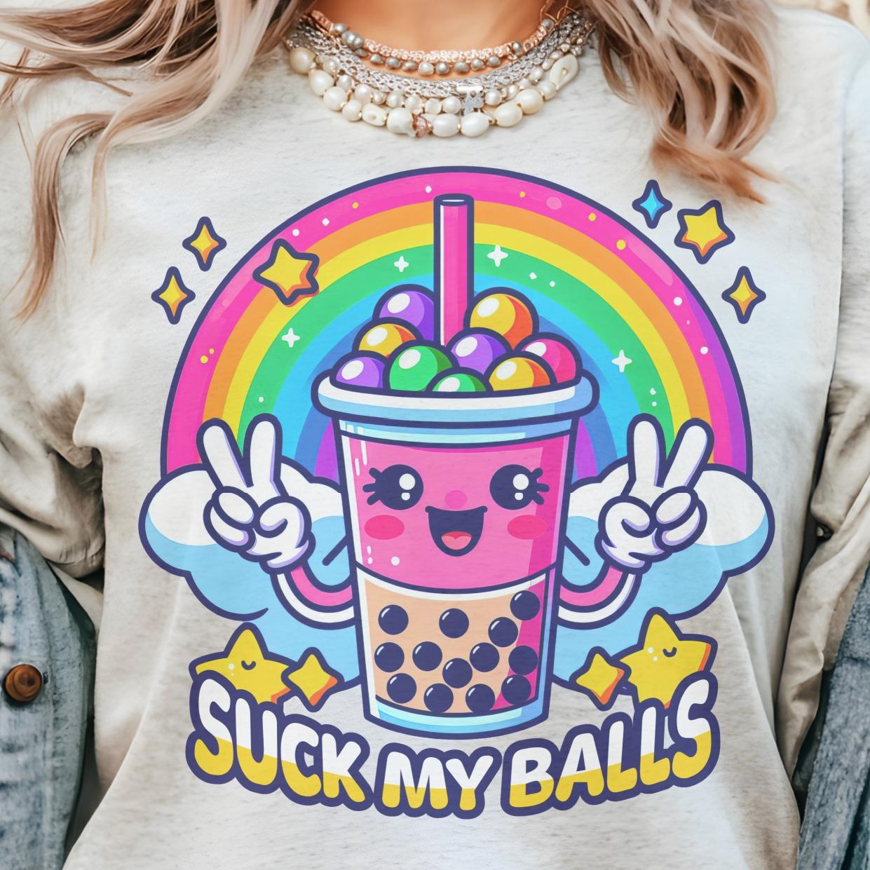 BOBA FUNNY SHIRT  - Ash- Print is Sublimation Loose- A-37