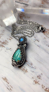 Sterling Silver Necklace, Turquoise Gemstone with bee A-4